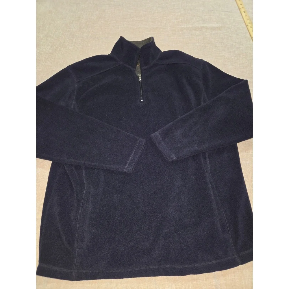 St. John's Bay Navy Blue Quarter Zip Fleece Pullover Mens